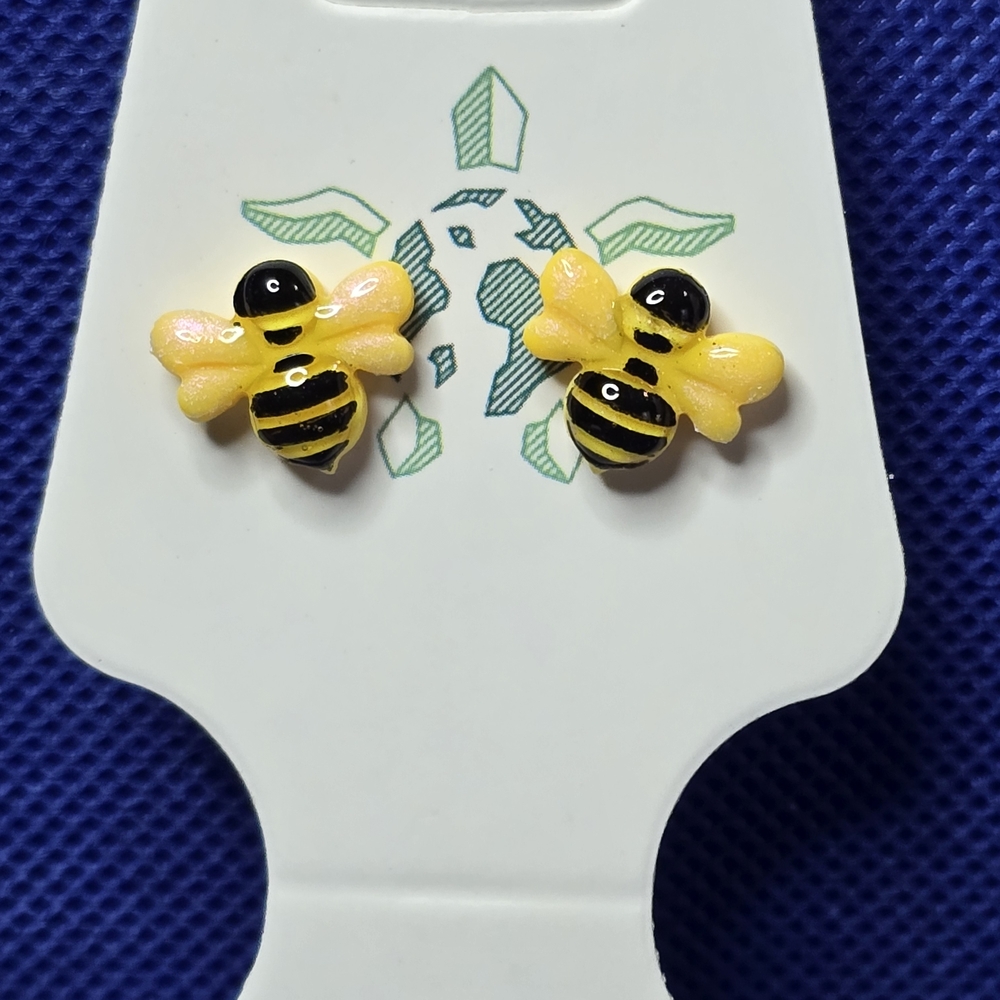 Yellow & Black Bee Stud Earrings